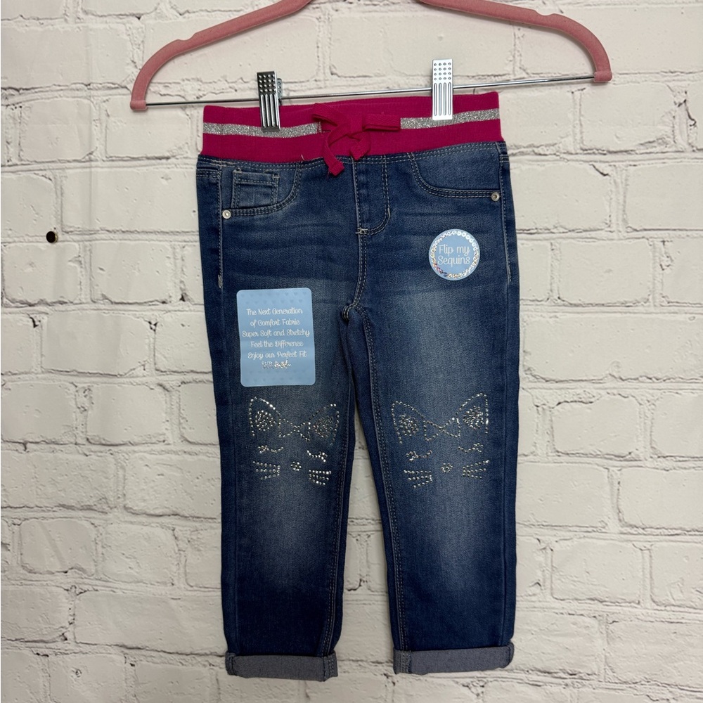 Kids Denim Jeans with Pink Waistband